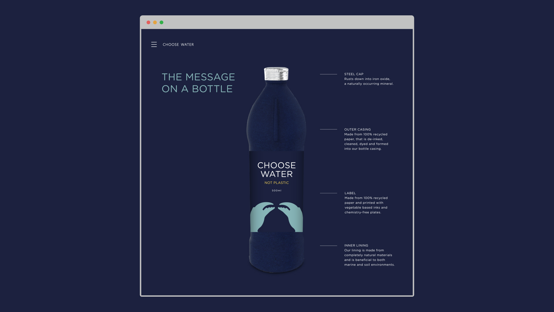 venturethree and Choose Water Unveil Branding for Plastic-Free Water Bottle